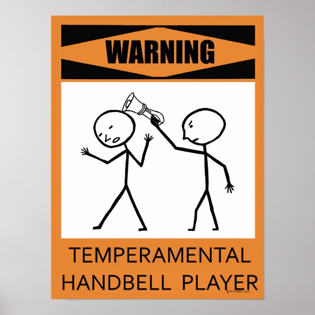 Aviso Poster do jogador de mão temperamental (Frente)
