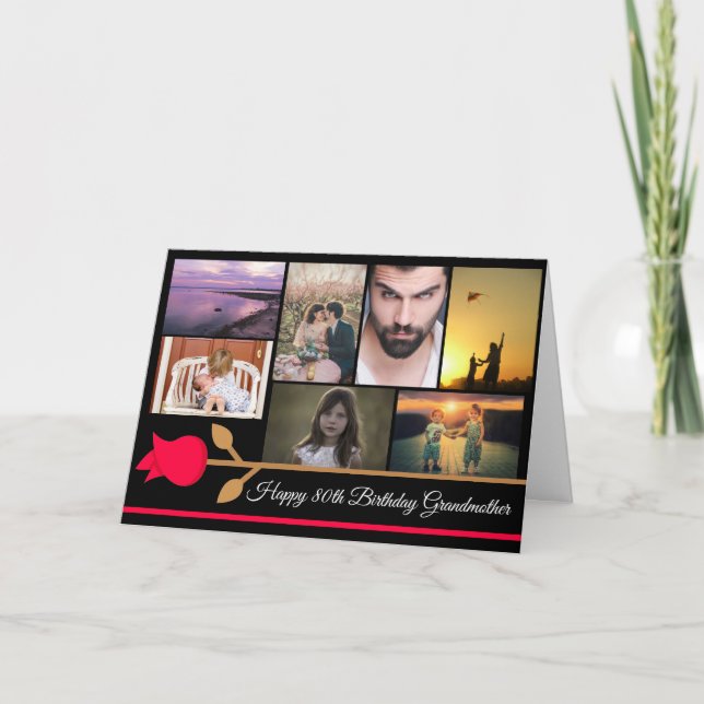 Avó Aniversário Cartão com fotos Personalizado (Frente)