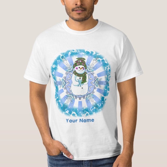 Avó Snowflake Snowman T-Shirt (Frente)