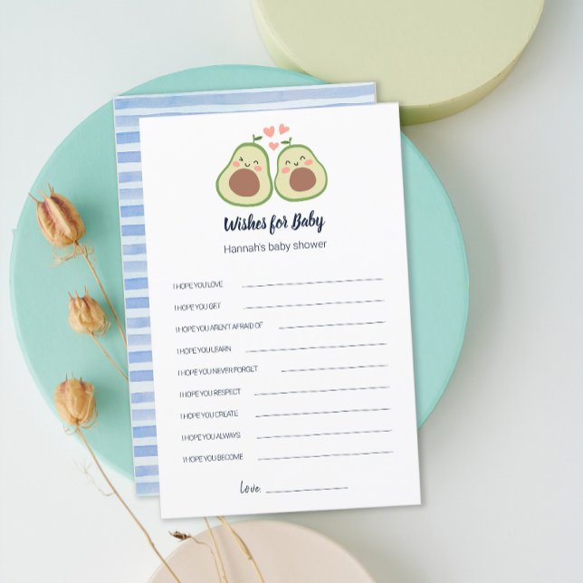 Avocado Gênero Chá de fraldas Neutro Deseja Jogo (Avocado Gender Neutral Baby Shower Wishes Game)
