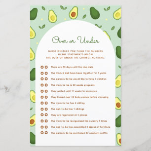 Avocado Over ou under Chá de fraldas Game
