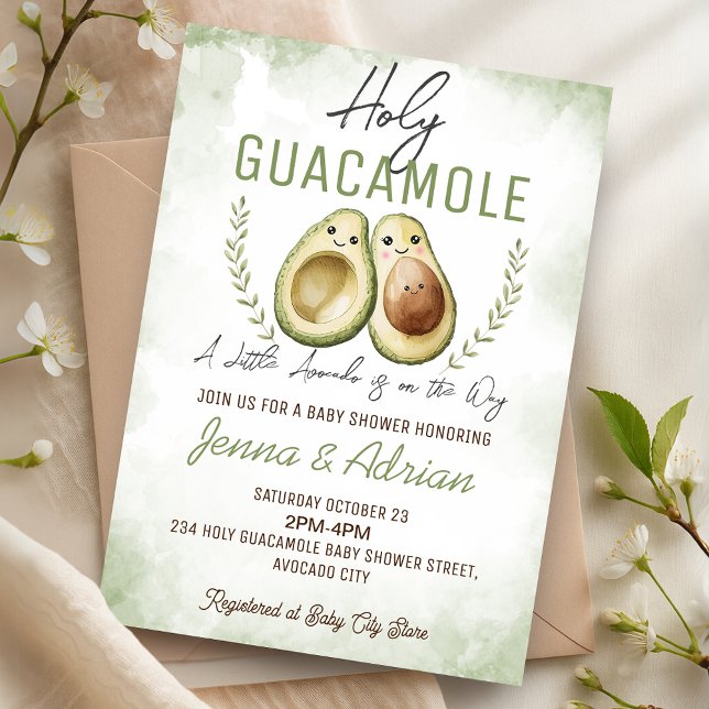 Avocado Santo Convite para Chá de fraldas Guacamol (Avocado Holy Guacamole Baby Shower Invitation)