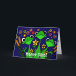 AVOIRDUPOIS cartão do feliz aniversario dos sapos<br><div class="desc">Design de cartão feliz engraçado bonito do aniversário de 30 anos da arte popular dos sapos verdes. Tem o filhote de cachorro minúsculo bonito para dentro.</div>