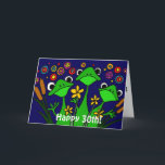 AVOIRDUPOIS cartão do feliz aniversario dos sapos<br><div class="desc">Design de cartão feliz engraçado bonito do aniversário de 30 anos da arte popular dos sapos verdes. Tem o filhote de cachorro minúsculo bonito para dentro.</div>