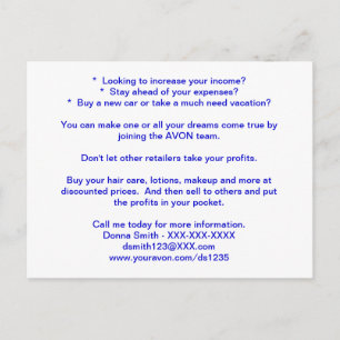 AVON que recruta o cartão