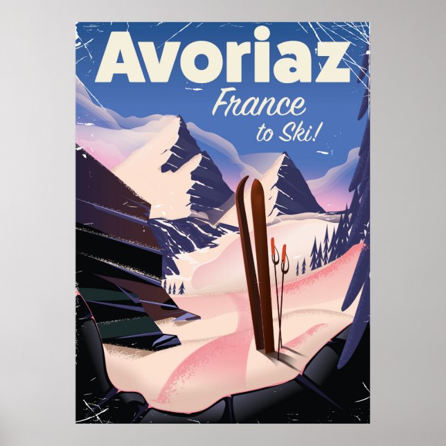 Avoriaz, poster de viagens de Esqui Francês (Frente)