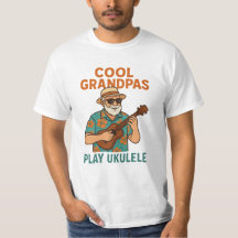 Avôs Legais Tocam Ukulele Camiseta Divertida