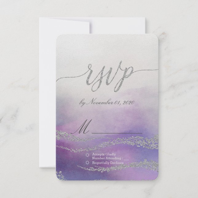 Awash Elegant Watercolor em Orquídeo RSVP (Frente)