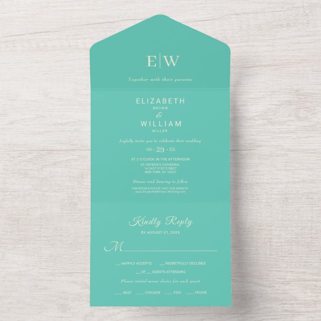 Awe Aquático Simples Elegante com Casamento Monogr (Inside)