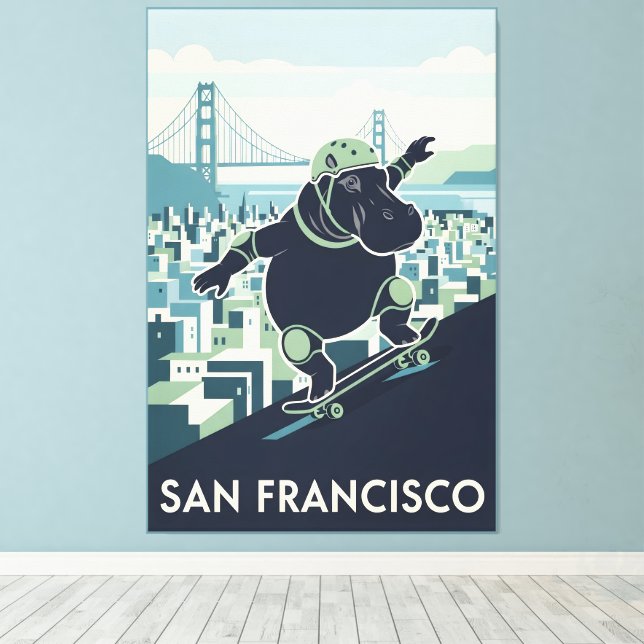 Awesome San Francisco WPA styled canvas print (Insitu(piso de madeira))