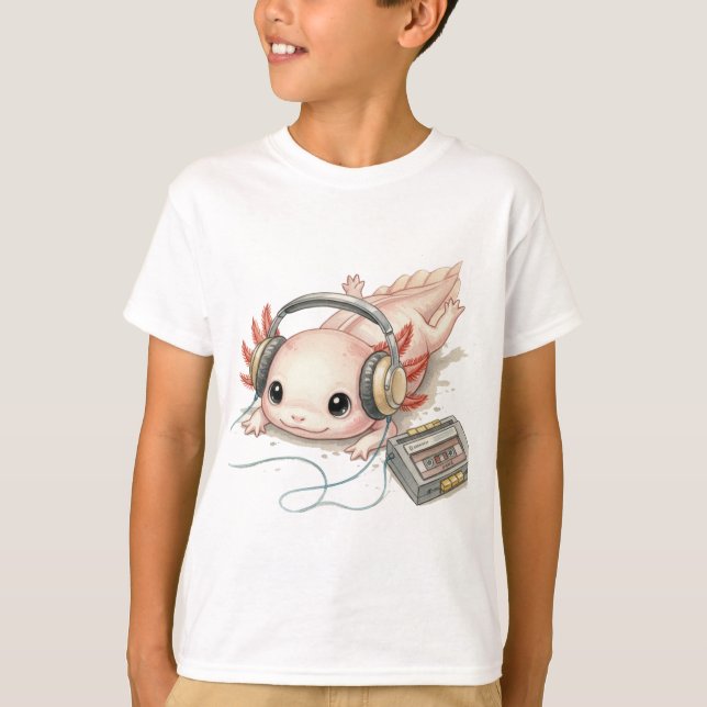 Axolote Fofo com Fones de Ouvido – Camiseta Infant (Frente)