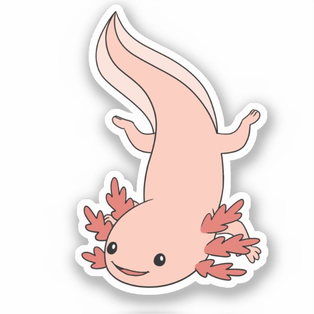 Axolote Nadando Reto para Baixo Adesivo (Frente)