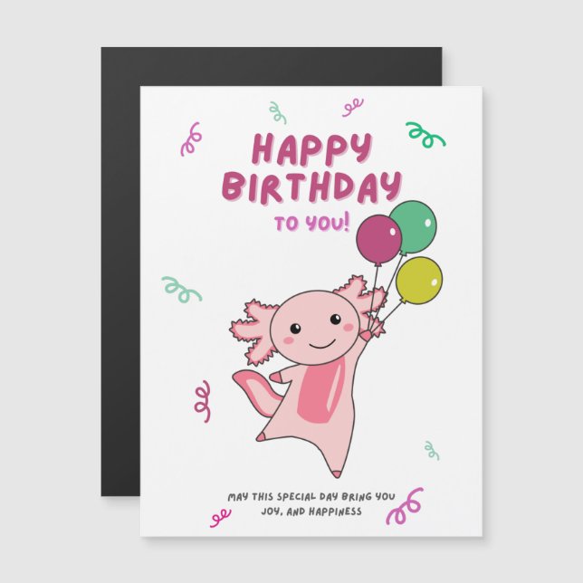 Axolotl Deseja Feliz Aniversário Para Você Axolotl (Frente/Verso)