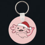 Axolotl Felry Christmas Winter Axolotl Chaveiro<br><div class="desc">O axolotl para as noites suaves com boné de Natal. Animais engraçados com presentes e neve nas férias. Também é engraçado para o natal em julho. Os Axolotls são animais bonitos e perfeitos para o Natal.</div>
