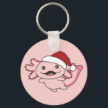 Axolotl Felry Christmas Winter Axolotl Chaveiro<br><div class="desc">O axolotl para as noites suaves com boné de Natal. Animais engraçados com presentes e neve nas férias. Também é engraçado para o natal em julho. Os Axolotls são animais bonitos e perfeitos para o Natal.</div>