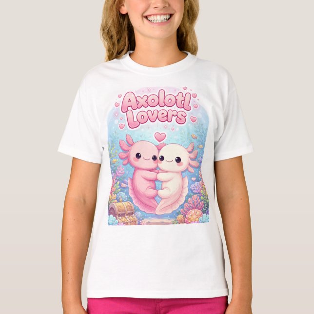 Axolotl Lovers Cute Kawaii design T-Shirt (Frente)