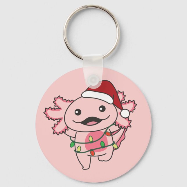 Axolotl Natal Animais de inverno Axolotls Chaveiro (Frente)