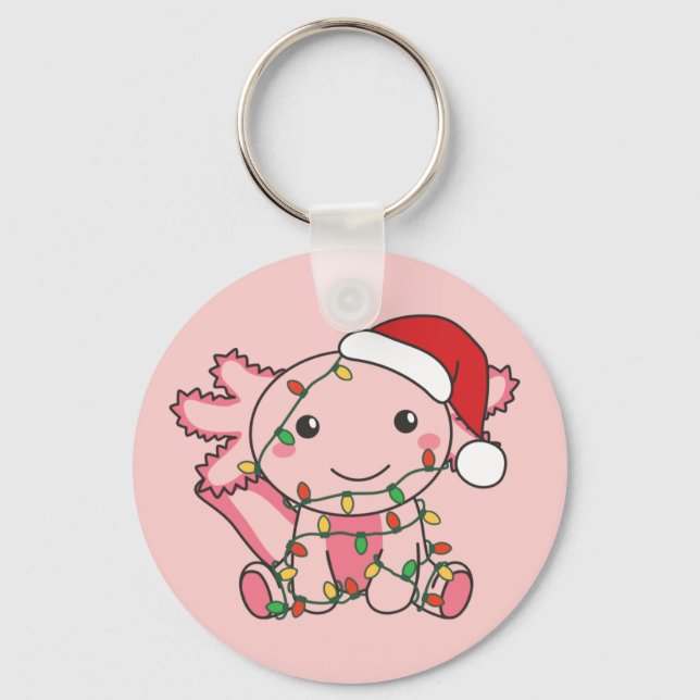 Axolotl Natal Animais de inverno Axolotls Chaveiro (Frente)