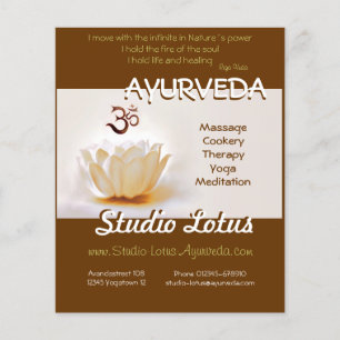 Ayurveda Yoga publicitie flyer Lotus com Om