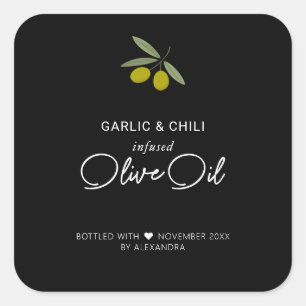 Azeite de Oliva Infusado Caseiro Adesivo Quadrado