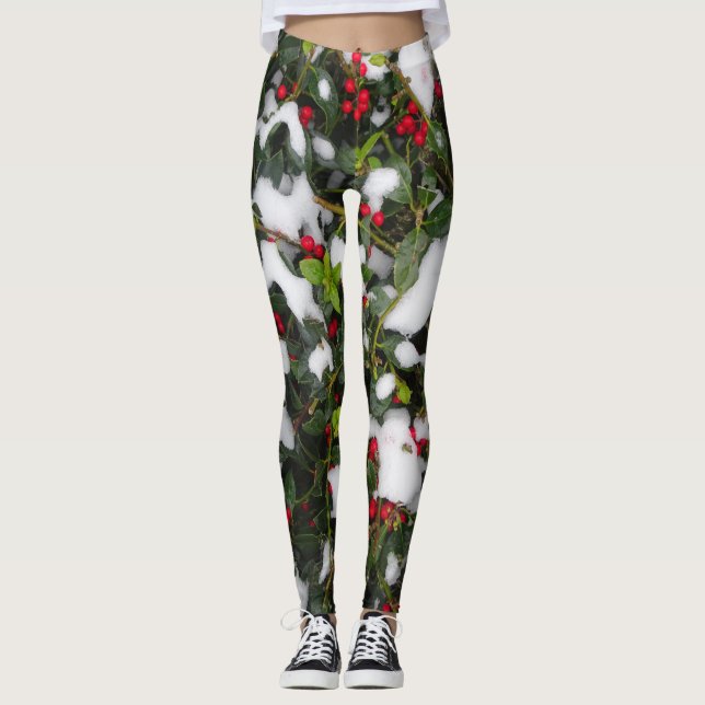 Azevinho europeu com neve Legging (Frente)