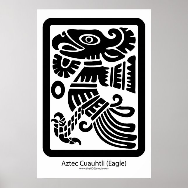 Aztec Cuauhtli - Impressão de águia (Preto) (Frente)