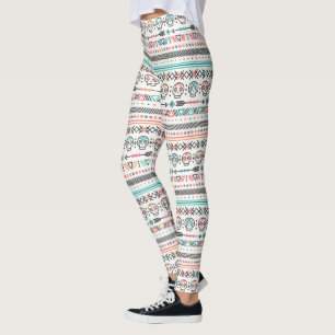 Aztec e leggings de padrões nativos americanos