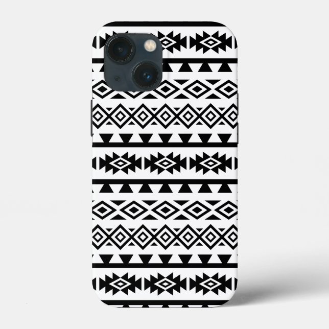 Aztec Estilizou Grande Padrão II Preto em Branco (Verso)