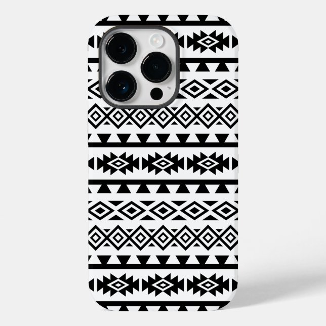 Aztec Estilizou Grande Padrão II Preto em Branco (Verso)