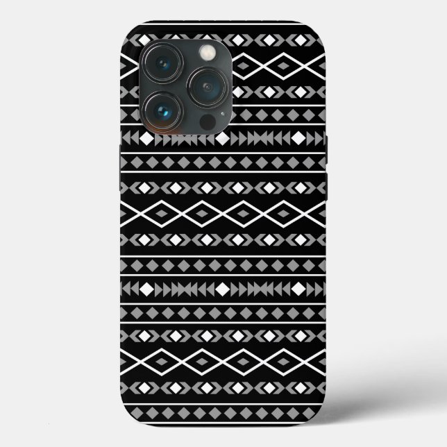 Aztec Formas Padrão Cinza Branca Preta (Verso)