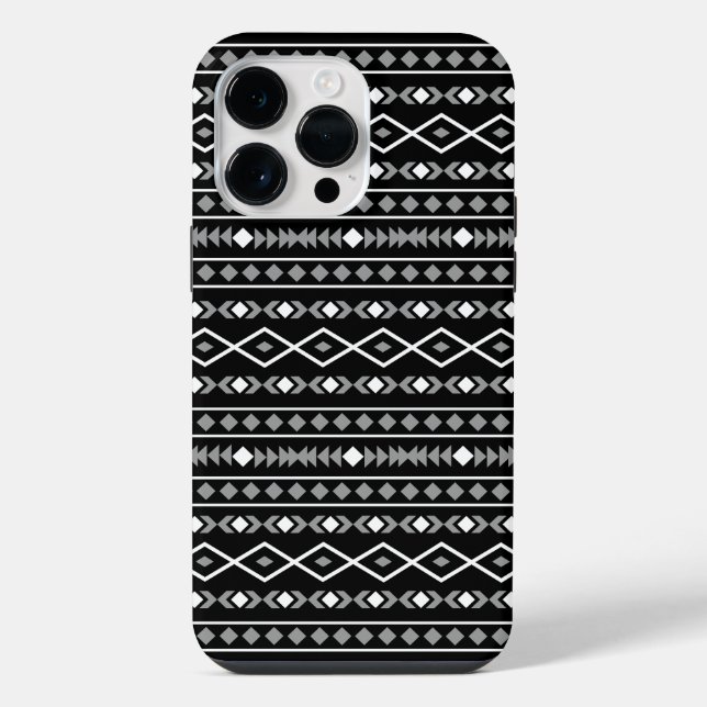Aztec Formas Padrão Cinza Preto Branco (Verso)