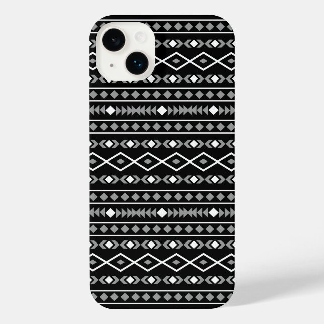 Aztec Formas Padrão Cinza Preto Branco (Verso)