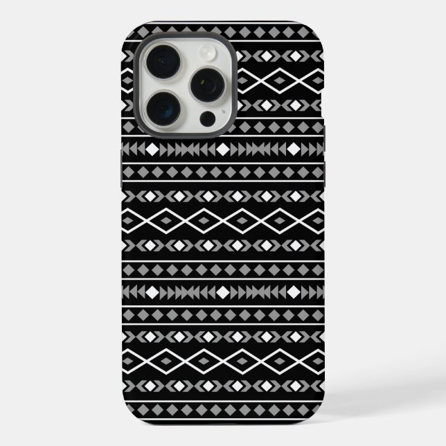 Aztec Formas Padrão Cinza Preto Branco (Verso)