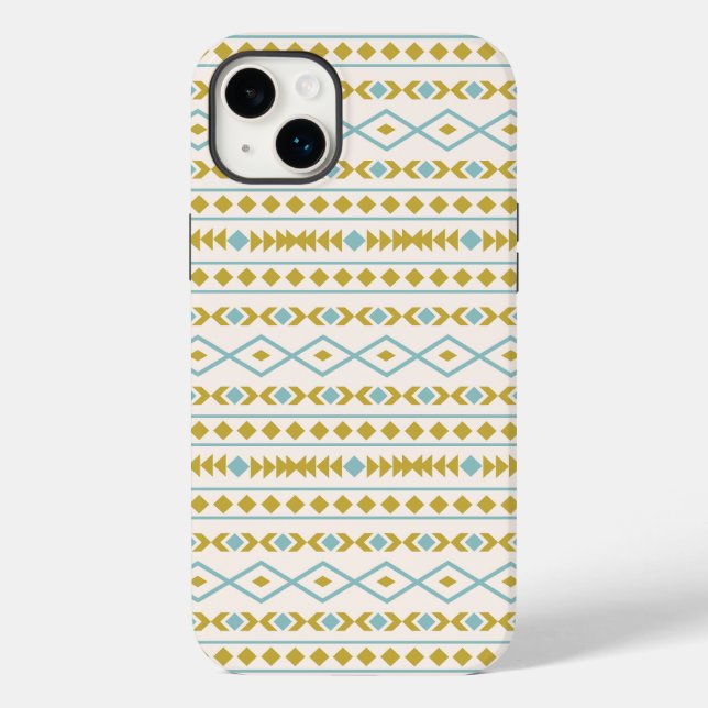 Aztec Formas Padrão Creme Dourado de Teal (Verso)