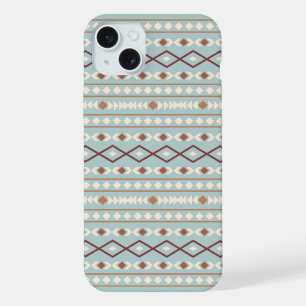 Aztec Formas Padrão Rastreamento Creme Azul-Teal