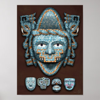 Aztec Mosaico Máscaras Poster