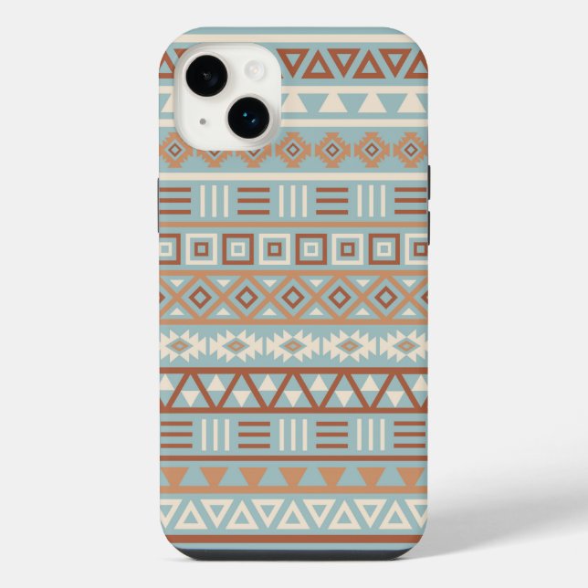 Aztec Padrão de Influência Azul Cream Terracottas (Verso)