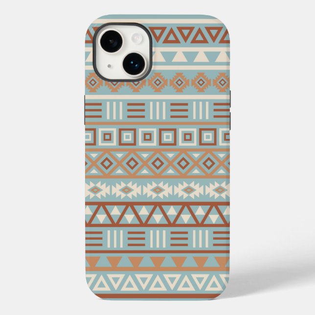 Aztec Padrão de Influência Azul Cream Terracottas (Verso)
