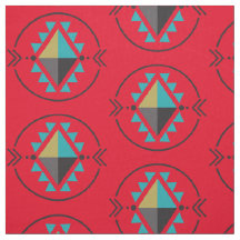 Aztec Símbolo Tribal Tecido de Padrão Vermelho