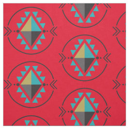 Aztec Símbolo Tribal Tecido de Padrão Vermelho