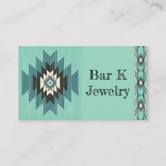 Aztec Standard Teal, Cartão de visita de 3,5" x 2, (Frente)