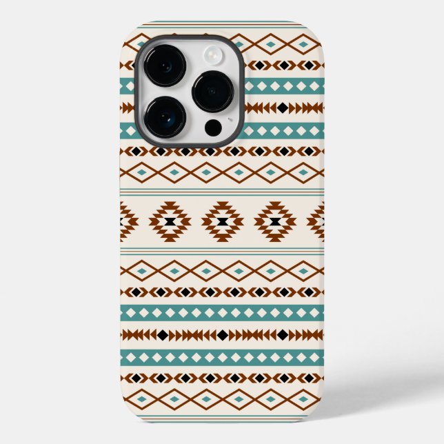 Aztec Teal Terracotta Black Cream Padrão Misto (Verso)