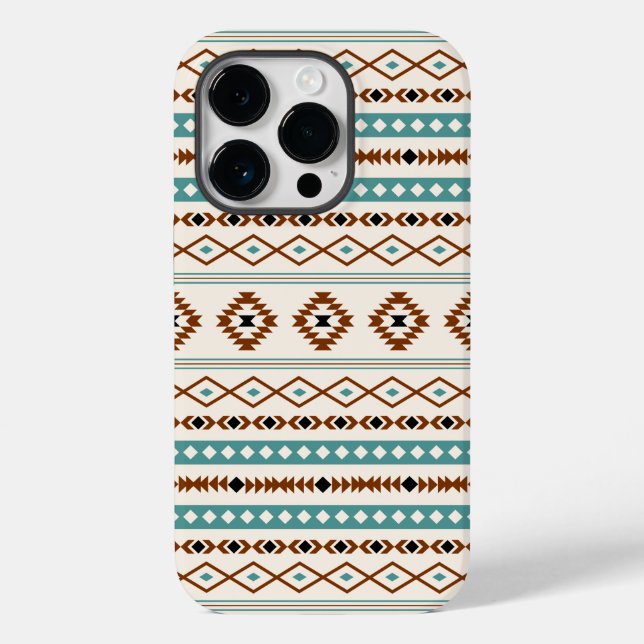Aztec Teal Terracotta Black Cream Padrão Misto (Verso)