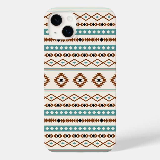 Aztec Teal Terracotta Black Cream Padrão Misto (Verso)