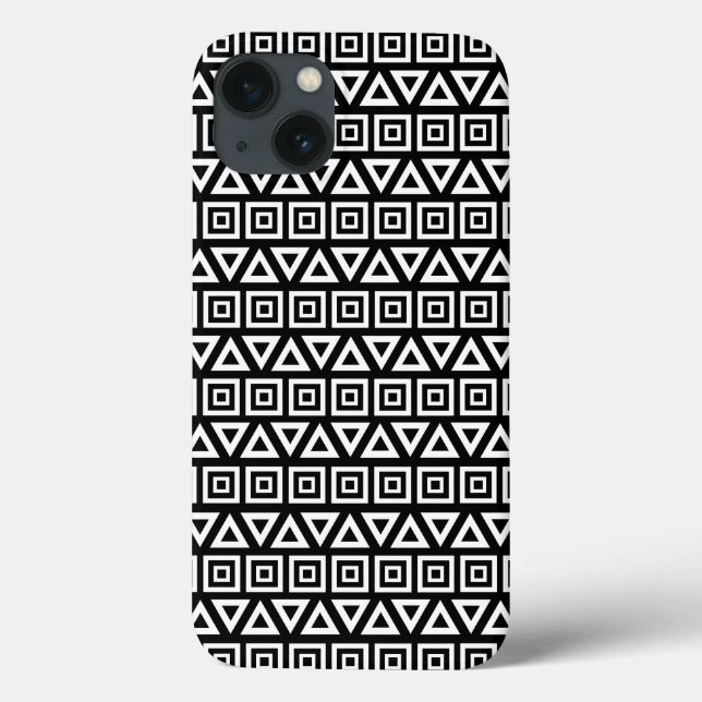 Aztec triângulos+quadrados branco-padrão em preto (Verso)