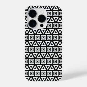Aztec triângulos+quadrados branco-padrão em preto