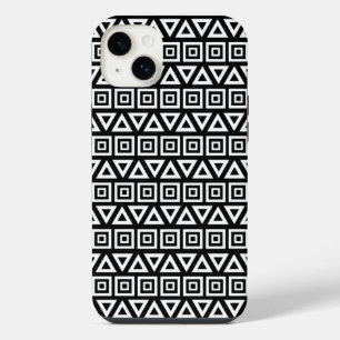 Aztec triângulos+quadrados branco-padrão em preto