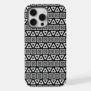 Aztec triângulos+quadrados branco-padrão em preto