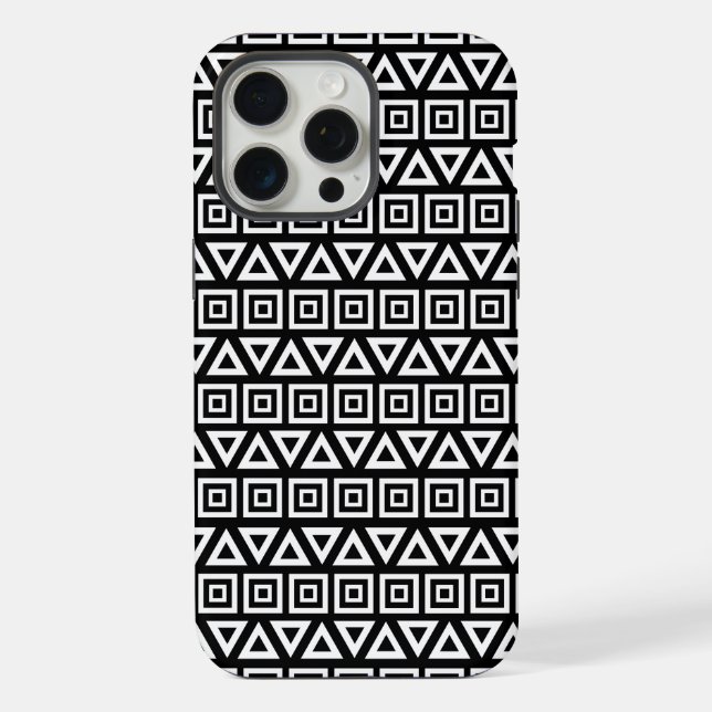 Aztec triângulos+quadrados branco-padrão em preto (Verso)