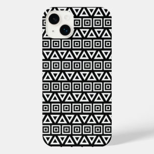 Aztec triângulos+quadrados branco-padrão em preto